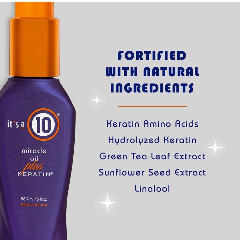 It’s a 10 Miracle hair Oil plus keratin